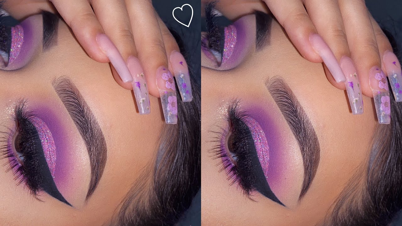 purple glitter cut crease 💜