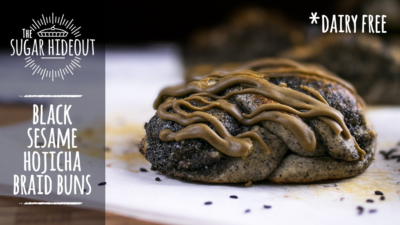 Black Sesame Hojicha Braid Buns (Dairy & Egg Free)