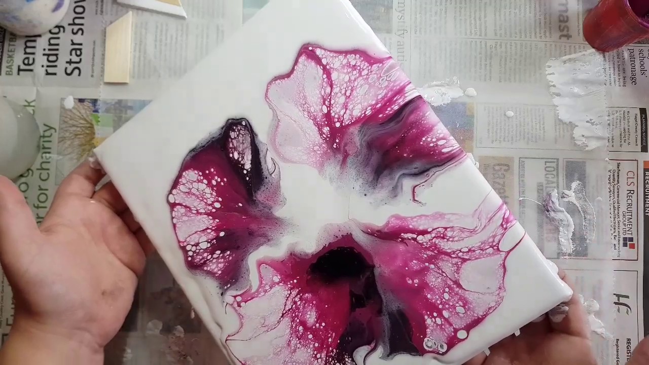 Fluid Acrylic l (TALKING) BLOWN FLOWER BLOOM l Acrylic Pouring Techniques