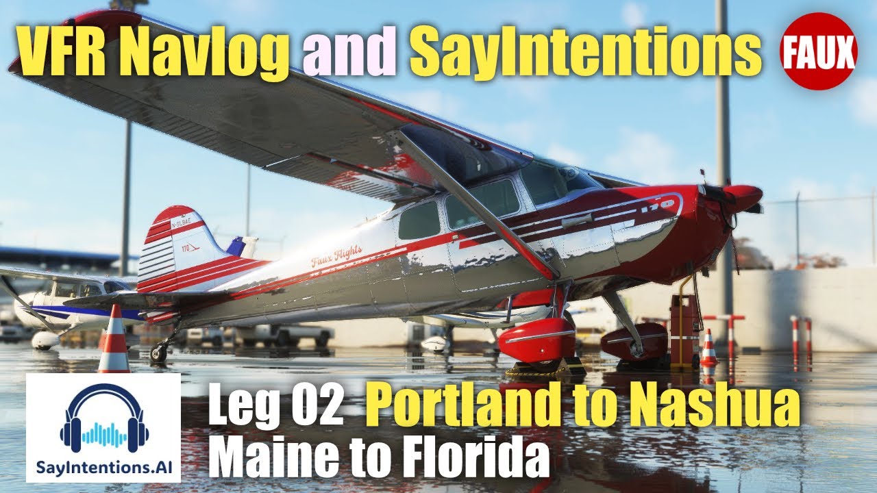 More VFR NavLog with Say Intentions | Maine - Florida 02 | KPWM - KASH | VFR | SayIntentions | VR