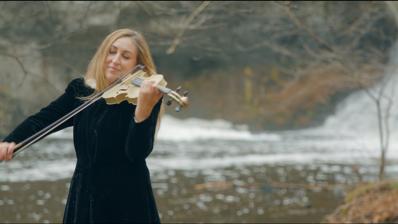 Greensleeves on Violin in Enchanted Forest  ands Waterfall, Connecticut, USA by Danielle Turano
