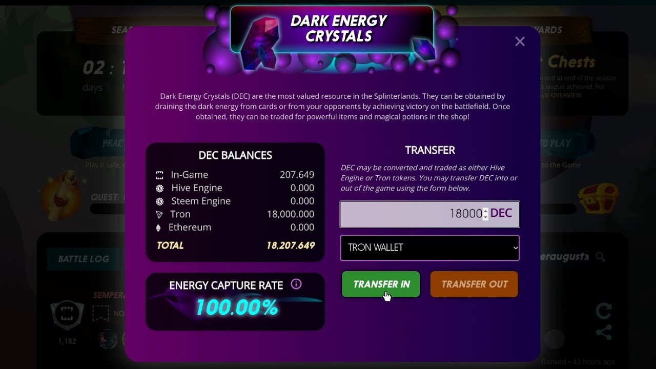 SPLINTERLANDS  | Importing DEC from TronTrade