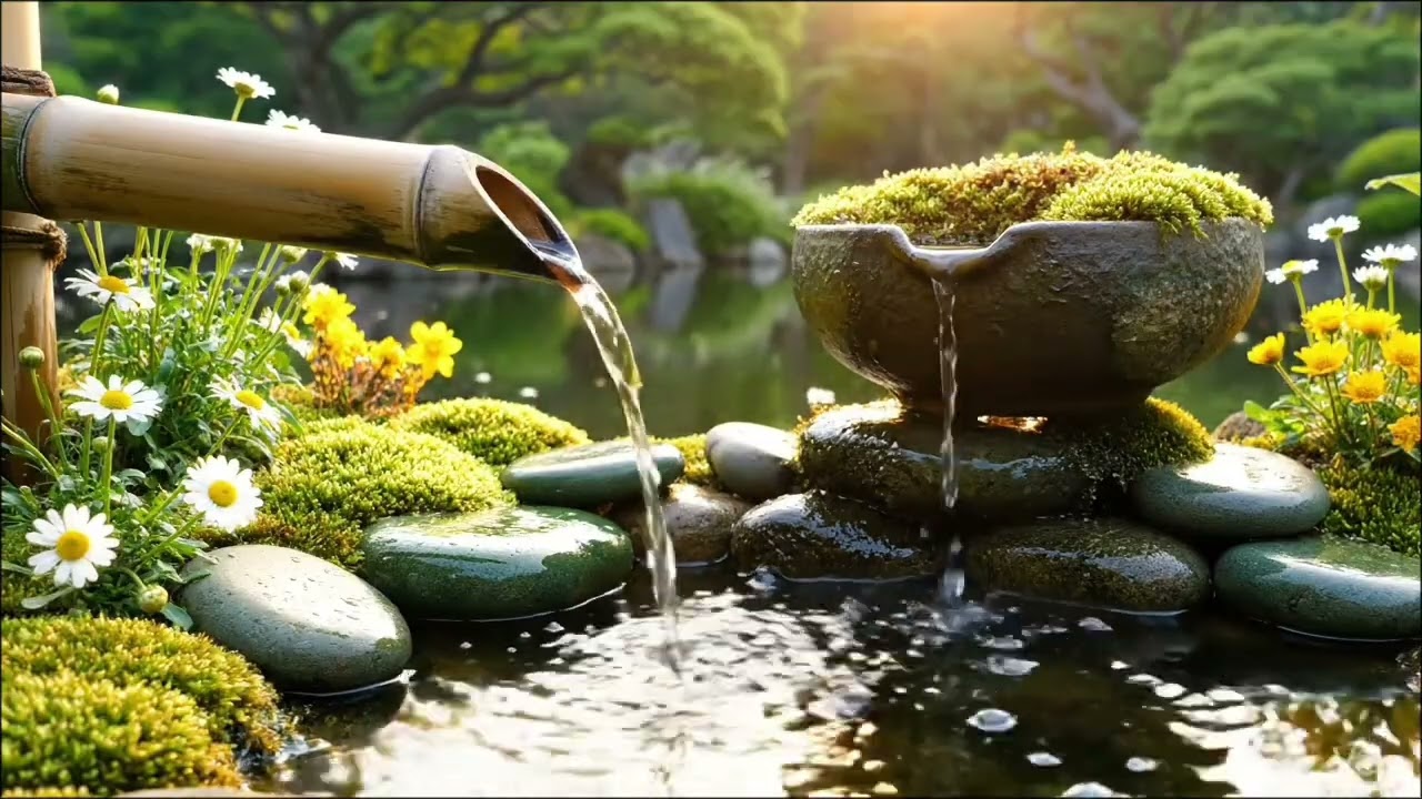 Calm Garden Fountain Sounds | Nature Ambience ASMR