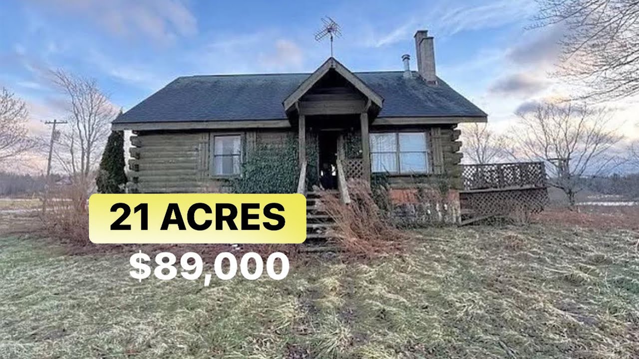 Deal of the Day 71 | Rustic Log Cabin on 21 Acres with Barn and Garage. $89,000