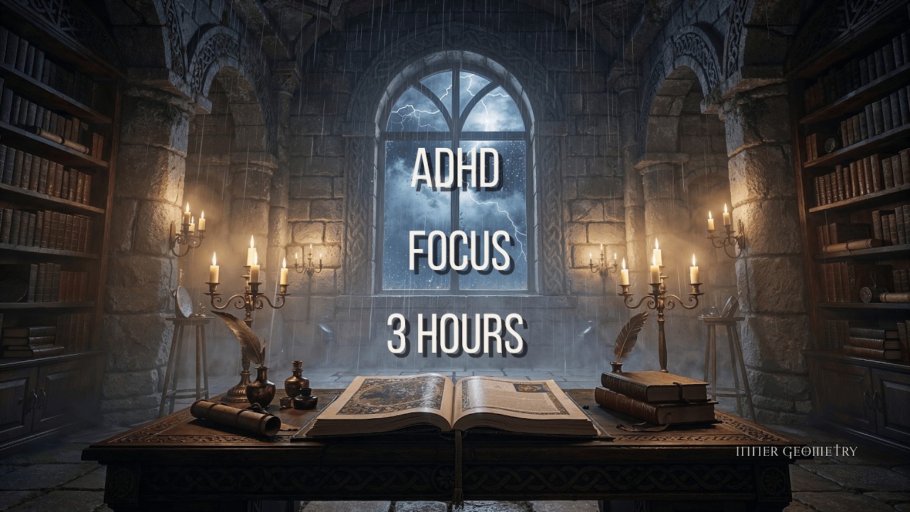 ADHD Focus Music (3 Hours) — Rainy Library Deep Work Celtic Ambient for Study & Coding