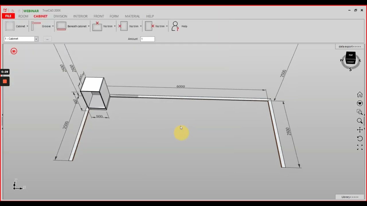 Change room dimensions after double clicking on wall