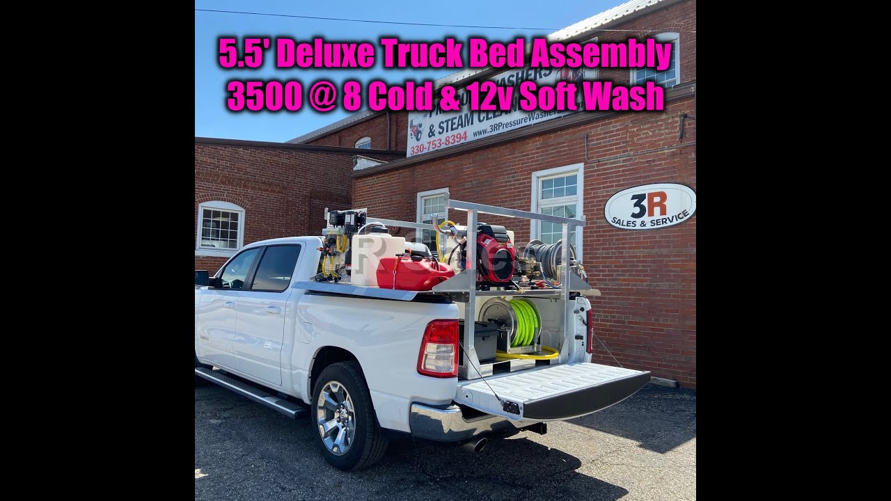 5.5&rsquo; Deluxe Aluminum Truck Bed Assembly - 3500 @ 8 Cold Water Pressure Washer & 12V Soft Wash System