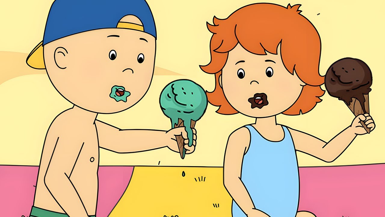 カイユー | ビーチでのアイスクリーム | 面白い漫画 | キッズ漫画 | ケイルー | Caillou