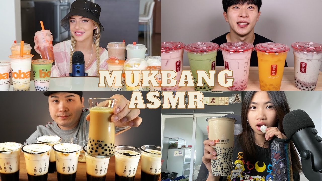ASMR Chewy Bubble Tea Eating Compilation | Hungry Wolfie