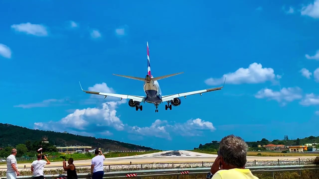 Low landing at Skiathos  BA Embraer 190