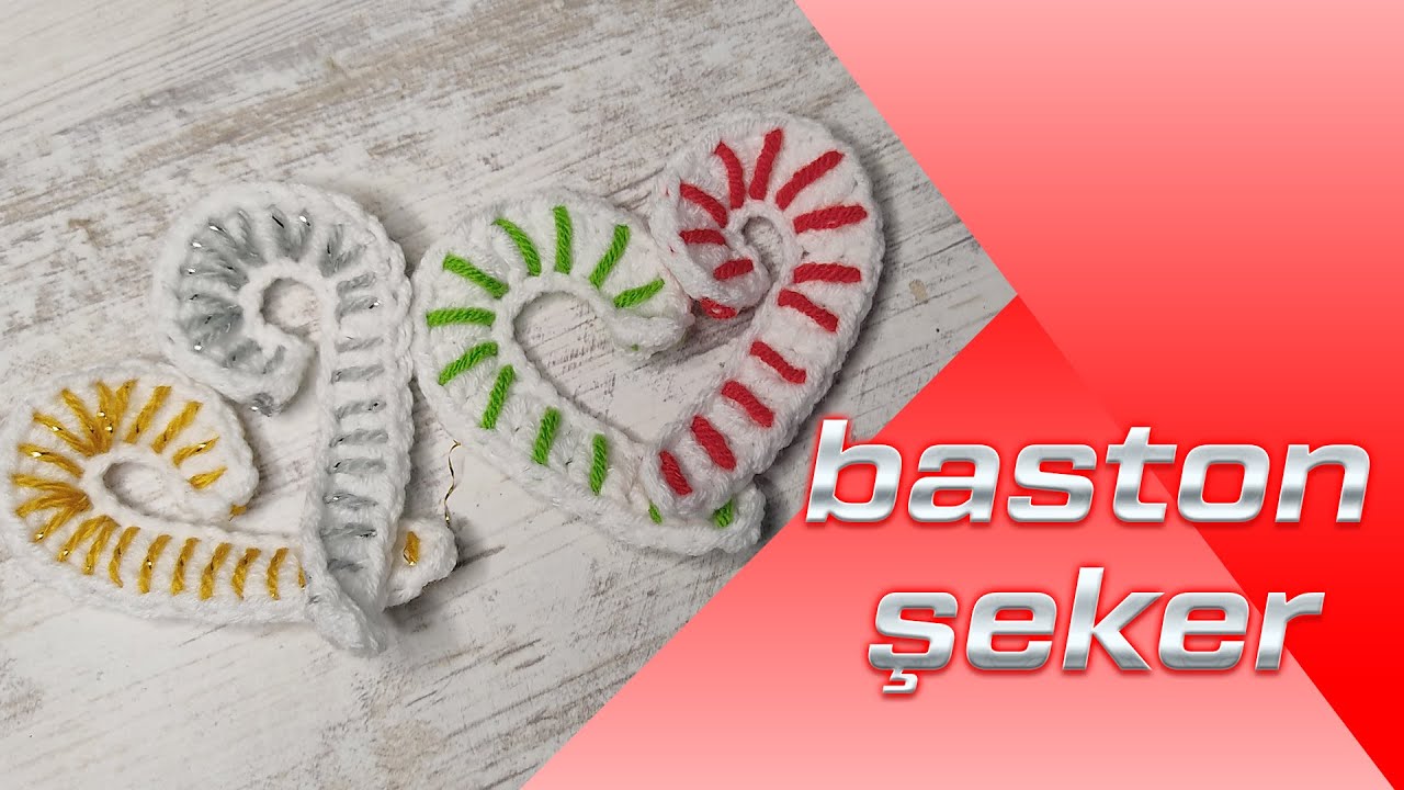 Baston Şeker |  Candy Cane | Tığ İşi Kolay Yılbaşı Süsü | Nasıl Yapılır?