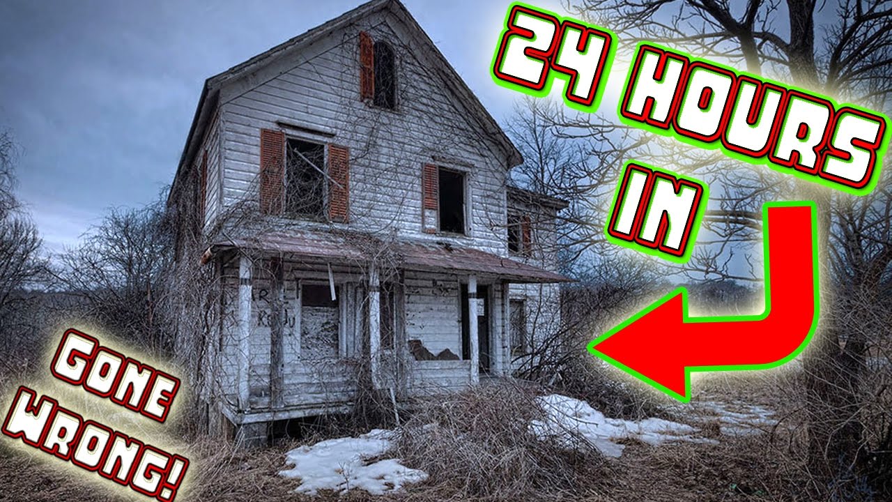 (ATTACKED) 24 HOUR OVERNIGHT CHALLENGE IN ABANDONED HAUNTED HOUSE! // SNEAKING INTO HAUNTED HOUSE!
