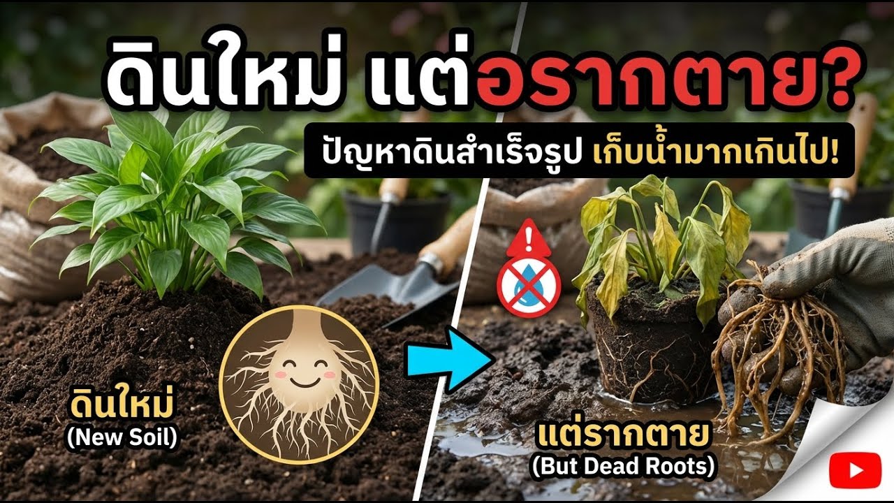 รากเน่าเพราะดินอัดน้ำ? วิธีแก้ปัญหาดินผสมขายดีเก็บน้ำเกิน!