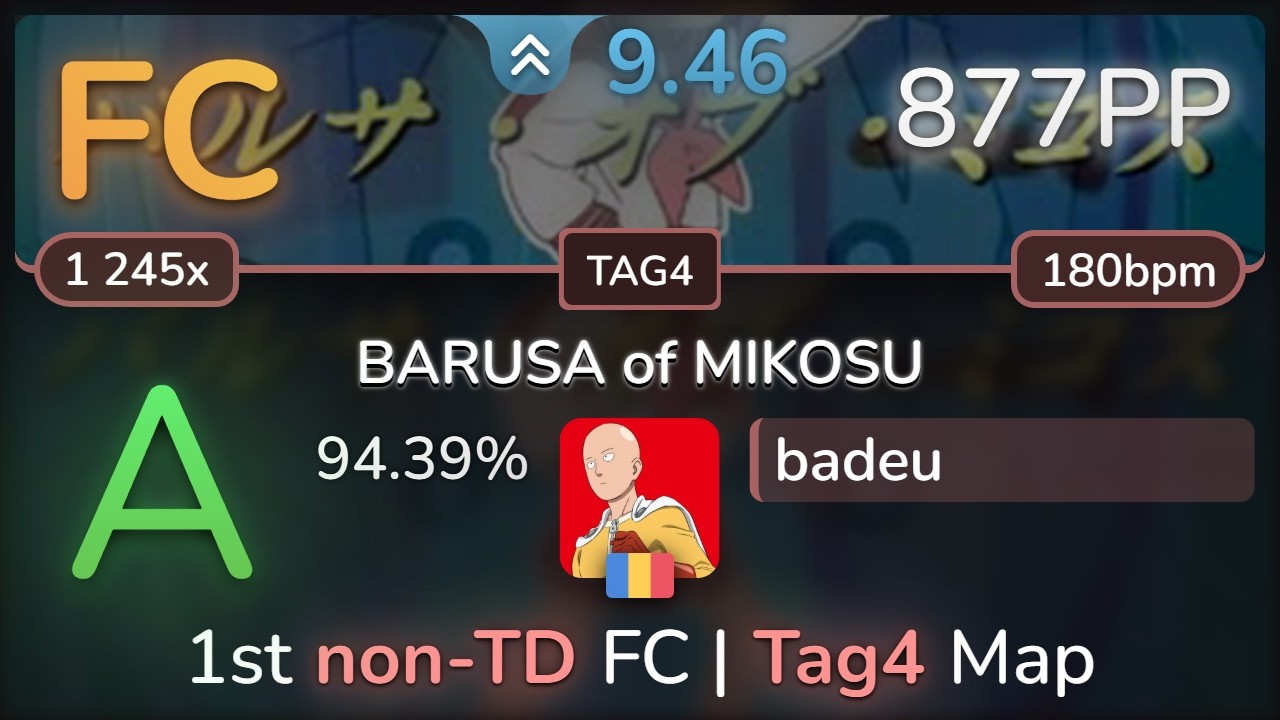 9.5⭐ badeu | Nico Nico Douga - BARUSA of MIKOSU [TAG4] 94.39% FC 877pp - osu!