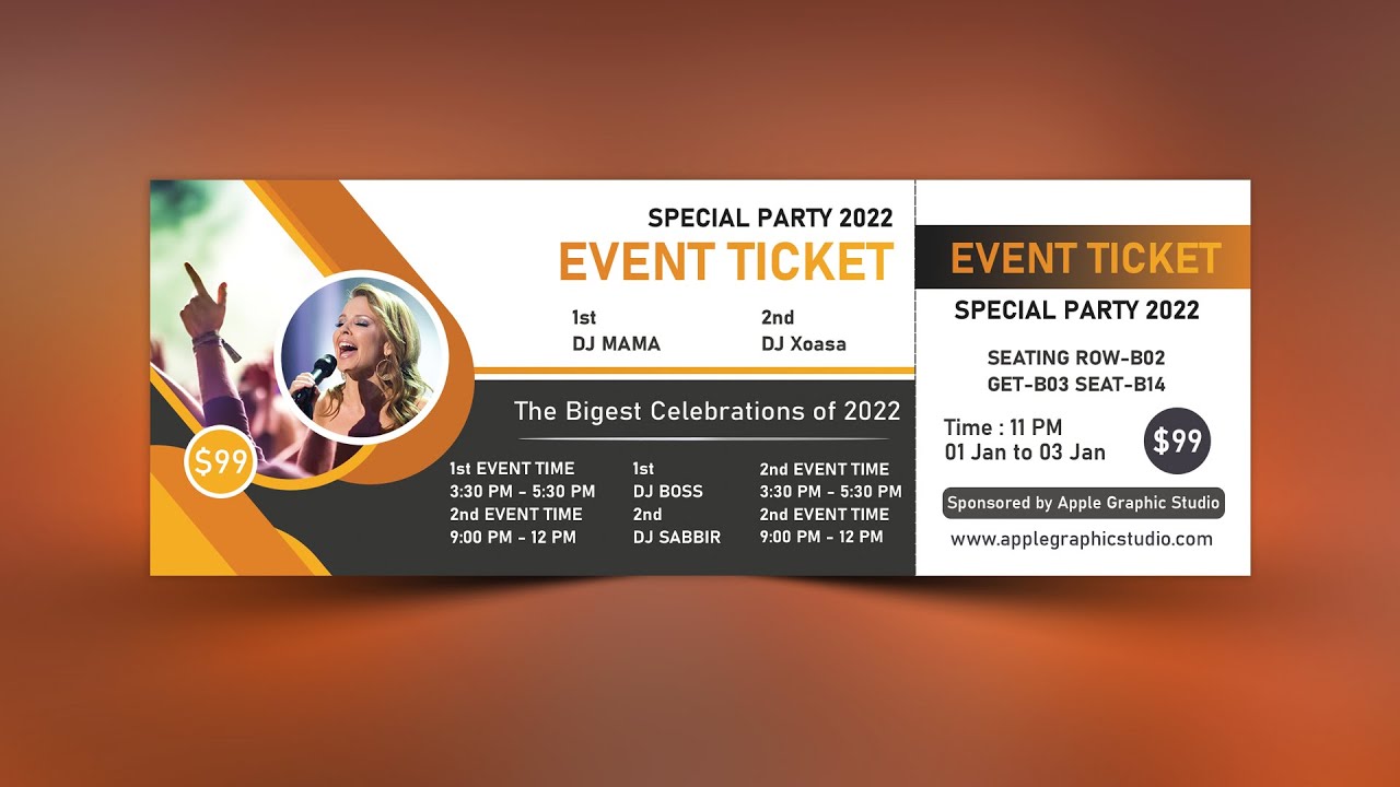 Modern Event Ticket Design   Photoshop 2020 Tutorial