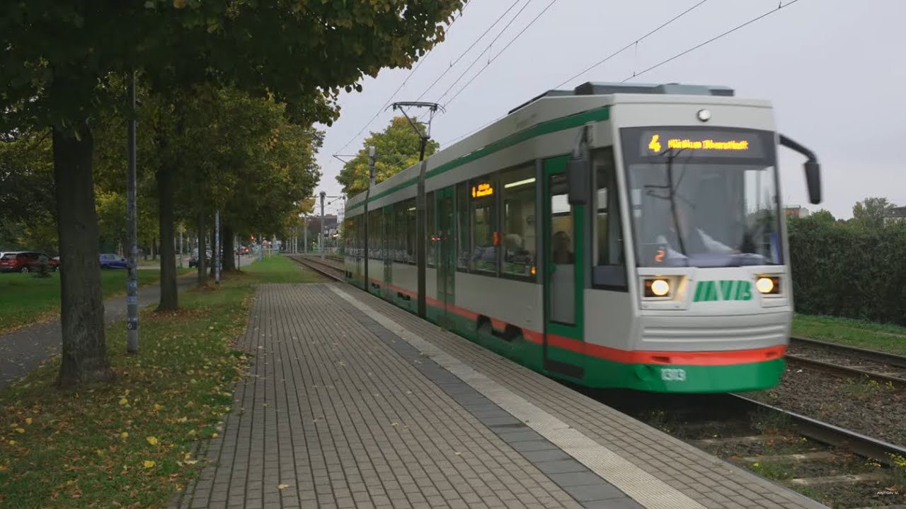 Germany, Magdeburg, tram 4 ride from Albert-Vater-Straße to Brunnenstieg