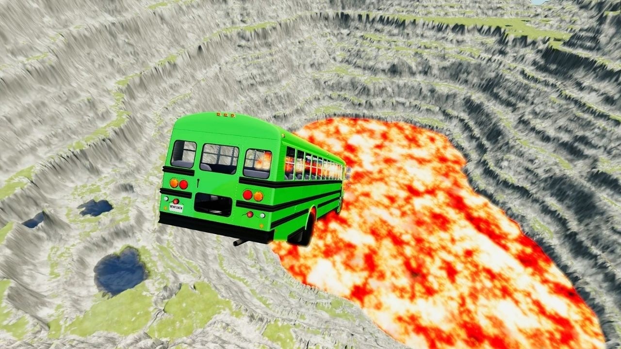 Buses,Truck vs Giant Lava Pit - 😱 BeamNG.Drive #beamngdrive
