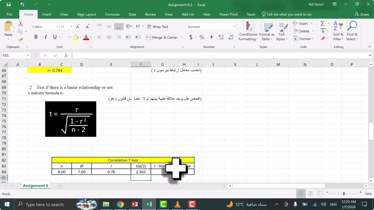 One Way Annova + Correlation + Simple Linear Regression in Excel
