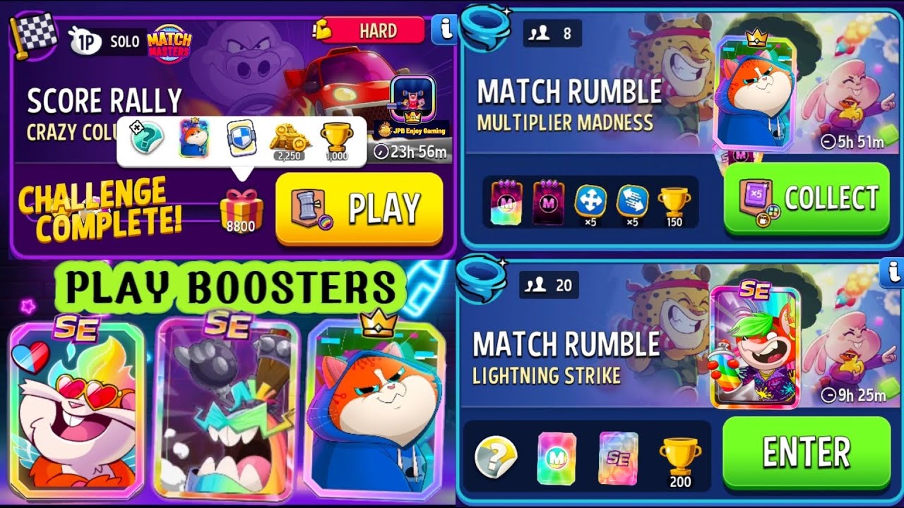 Crazy Columns+Rainbow Solo Challenge Score Rally/8800 Score /play 3 Boosters/ 2 Match Rumble