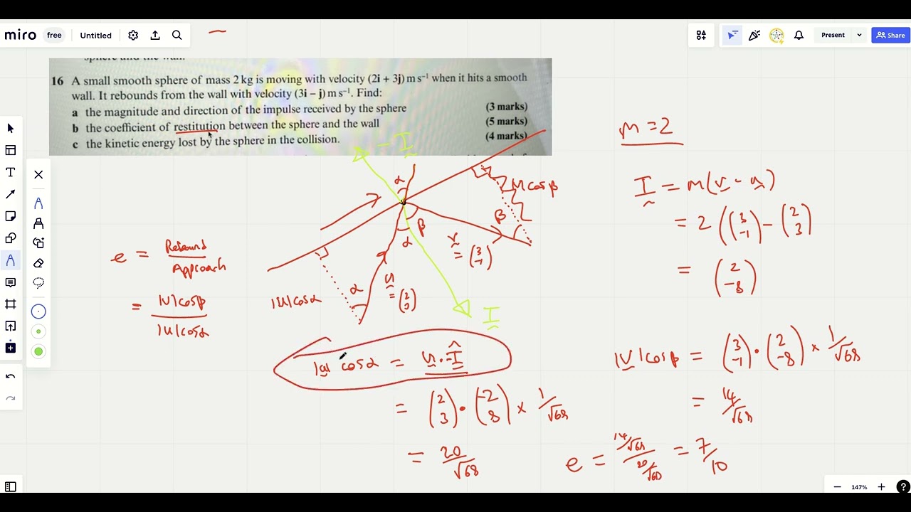 Collisions Impulse and finding e
