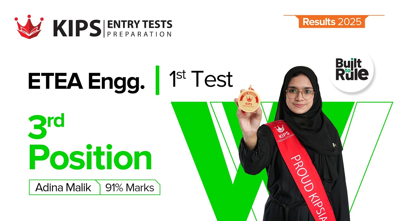 ETEA Engineering 1st Test 2025 Result | Adina Malik Secures 3rd Position | KIPS ETP