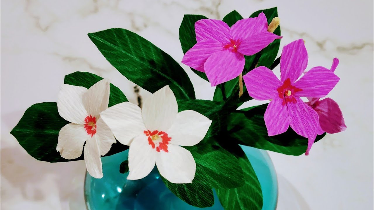 DIY Crepe paper Vinca flowers / Sadabahar flowers