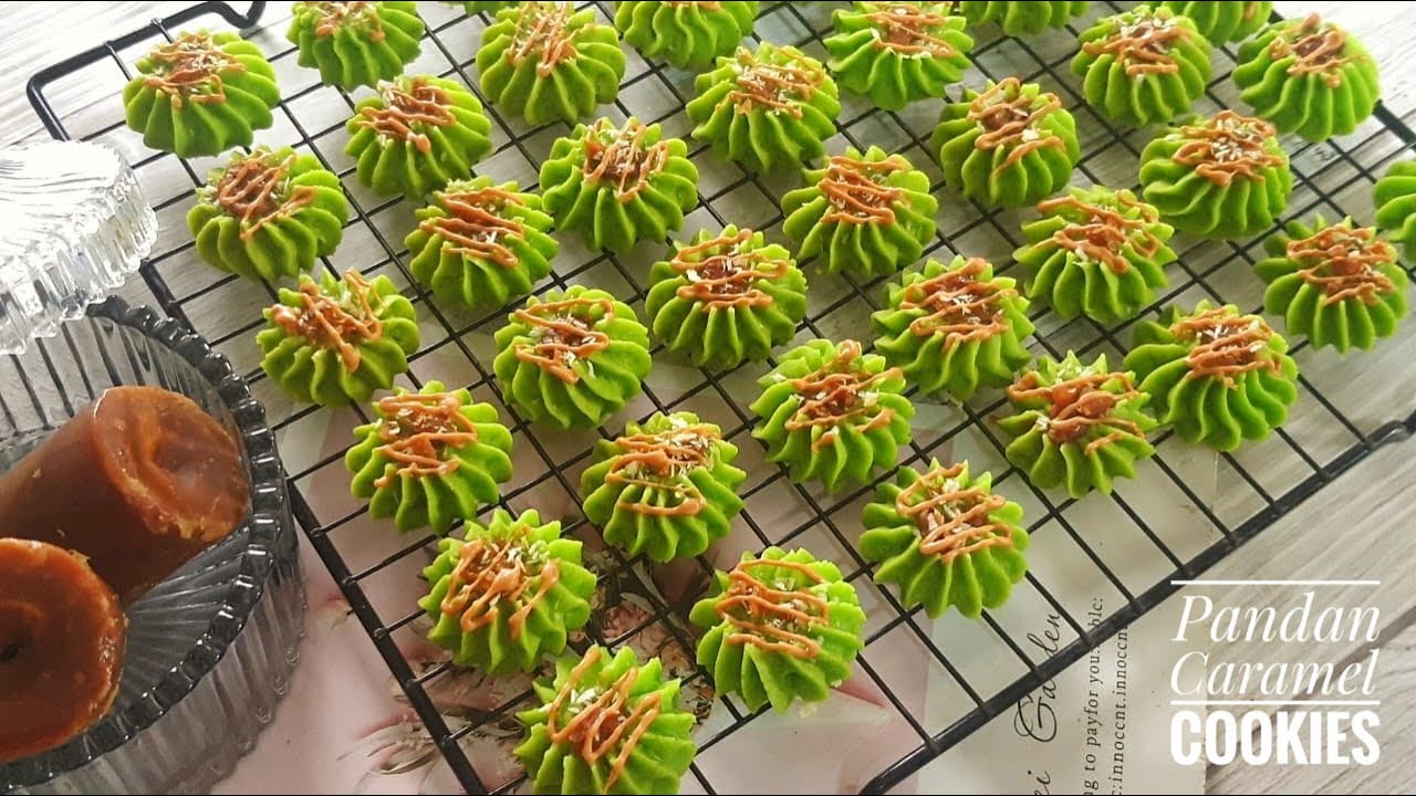 Pandan Gula Melaka Caramel Cookies | Crunchy and Less Sweet