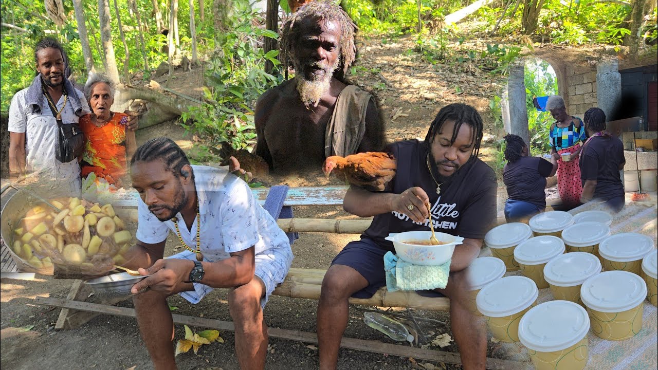 Cooking And Sharing|Red Peas Soup With Chicken Foot|Cow Skin With The Elderly In Our Community