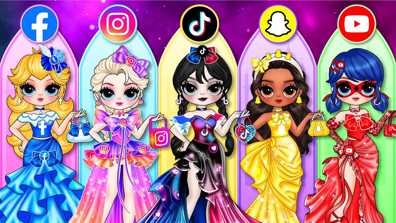 What's the BEST Prom Dress Social Media for Elsa, Ladybug & Wednesday? | DIY Fashion Paper Story
