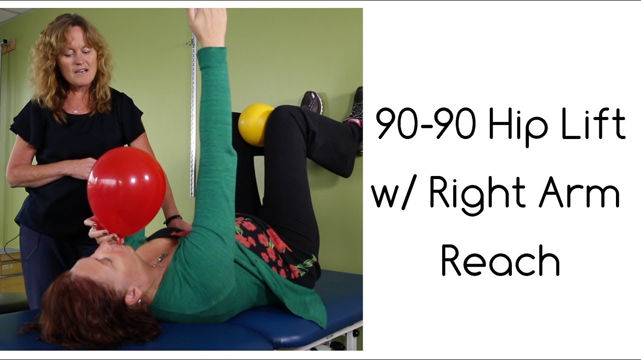 90-90 Hip Lift w/ Right Arm Reach