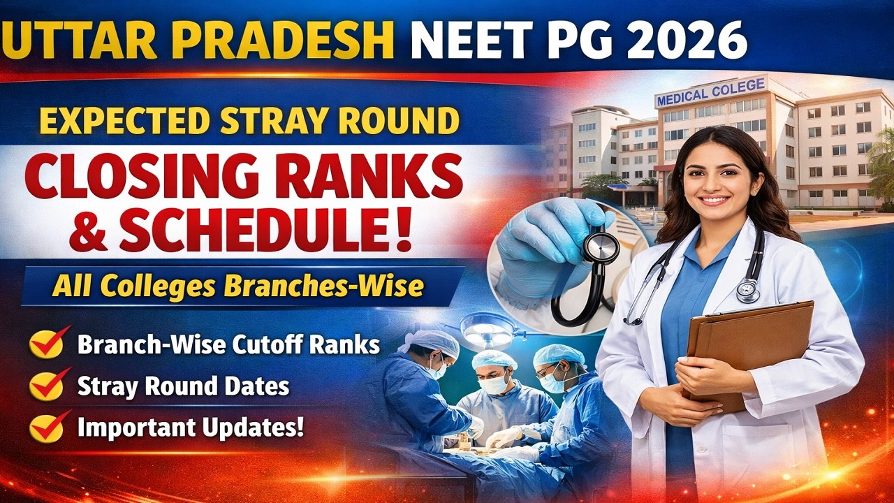 Uttar Pradesh NEET PG Expected Stray Round Closing Ranks 2026 & Schedule all colleges branches-wise