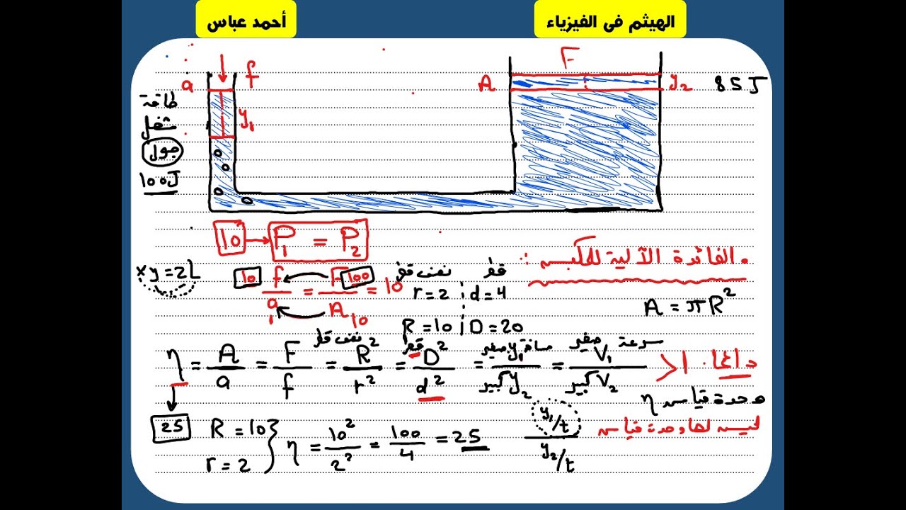 لايف شرح قاعدة باسكال فيزياء 2 ثانوى