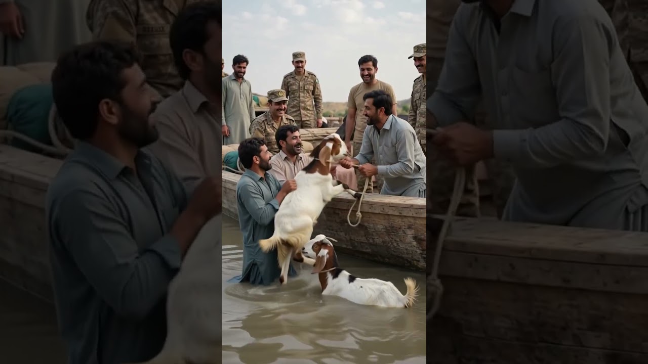 animal aur goat bhains sub ko safe jagah per pahuncha Rahe Hain pak  Army ke Jawan.#brave soldier