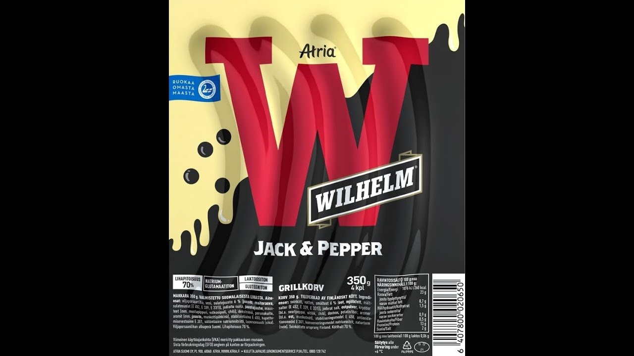 TESTI: Atria Wilhelm Jack & Pepper grillimakkara, Atria Suomi Oy