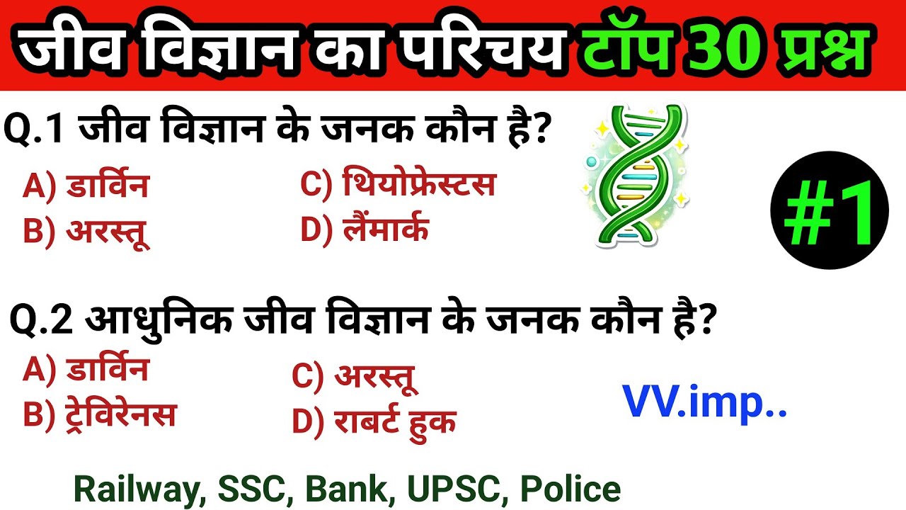 👉 जीव विज्ञान GK | Top 25 Biology Questions 🔥 | Railway, SSC, UPSC, UP Police | Science