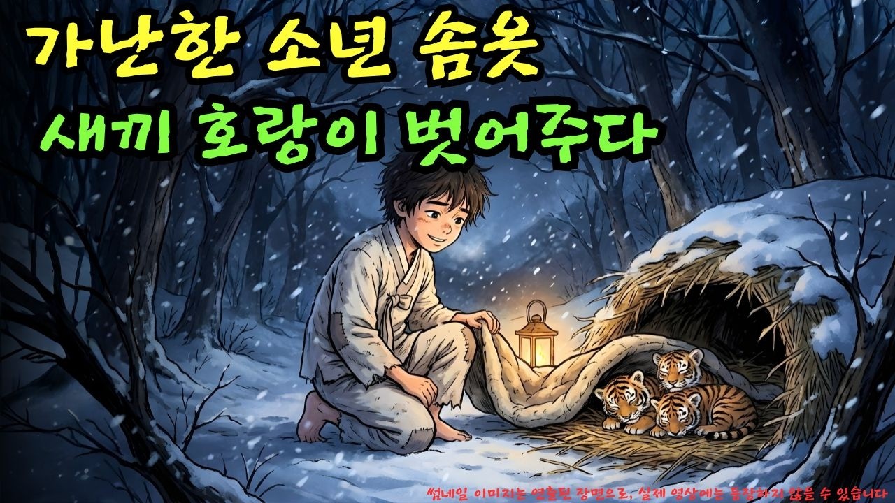 👉 한겨울 갓 태어난 새끼 호랑이들을 위해 유일한 솜옷을 벗어 덮어준 가난한 소년… 이 선택은 과연 위험하지 않을까? | 야담 |옛날이야기 |민담 |전설 | 설화