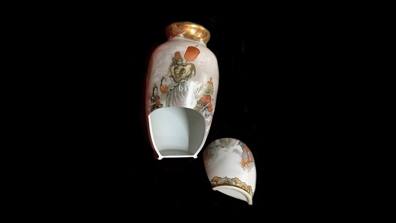 Restauración de un jarrón Satsuma   con técnica Kintsugi.