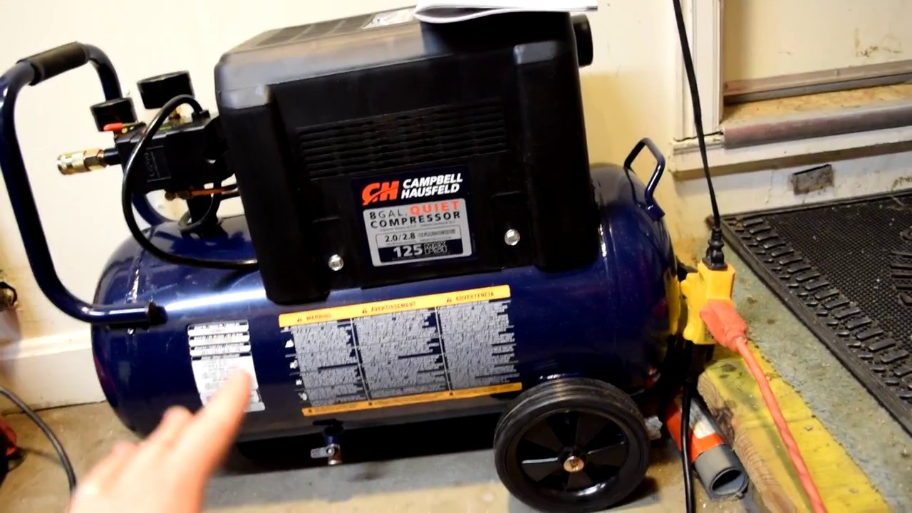 Campbell Hausfeld Quiet Air Compressor Fill Up!