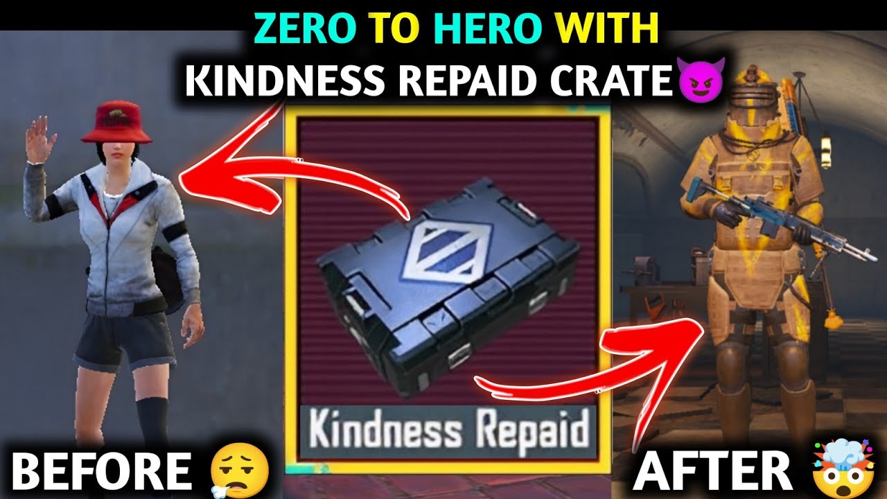 ZERO TO HERO WITH KINDNESS REPAID CRATE 🤪 PUBG METRO ROYALE CHAPTER 22