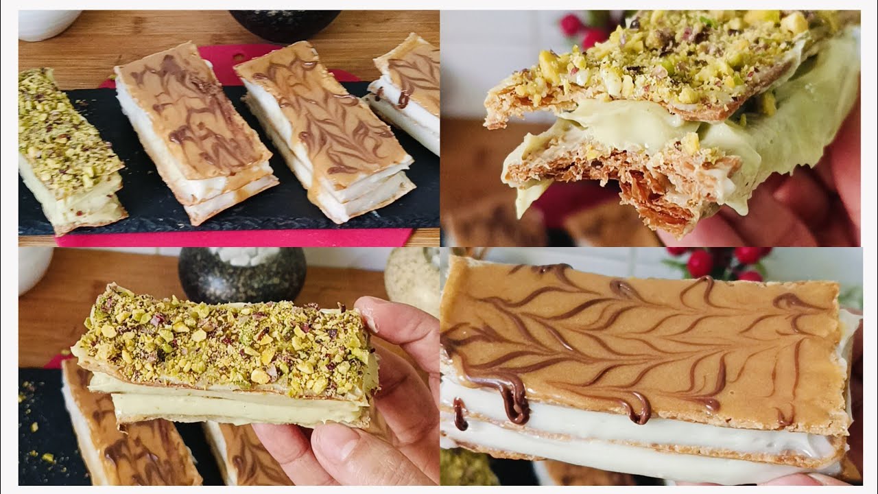 ميلفاي تونسي بطريقة مبسطة وناجحة وأكثر من نكهة بنة على بنة✅✨😜  Mille Feuille facile à la maison😘😘