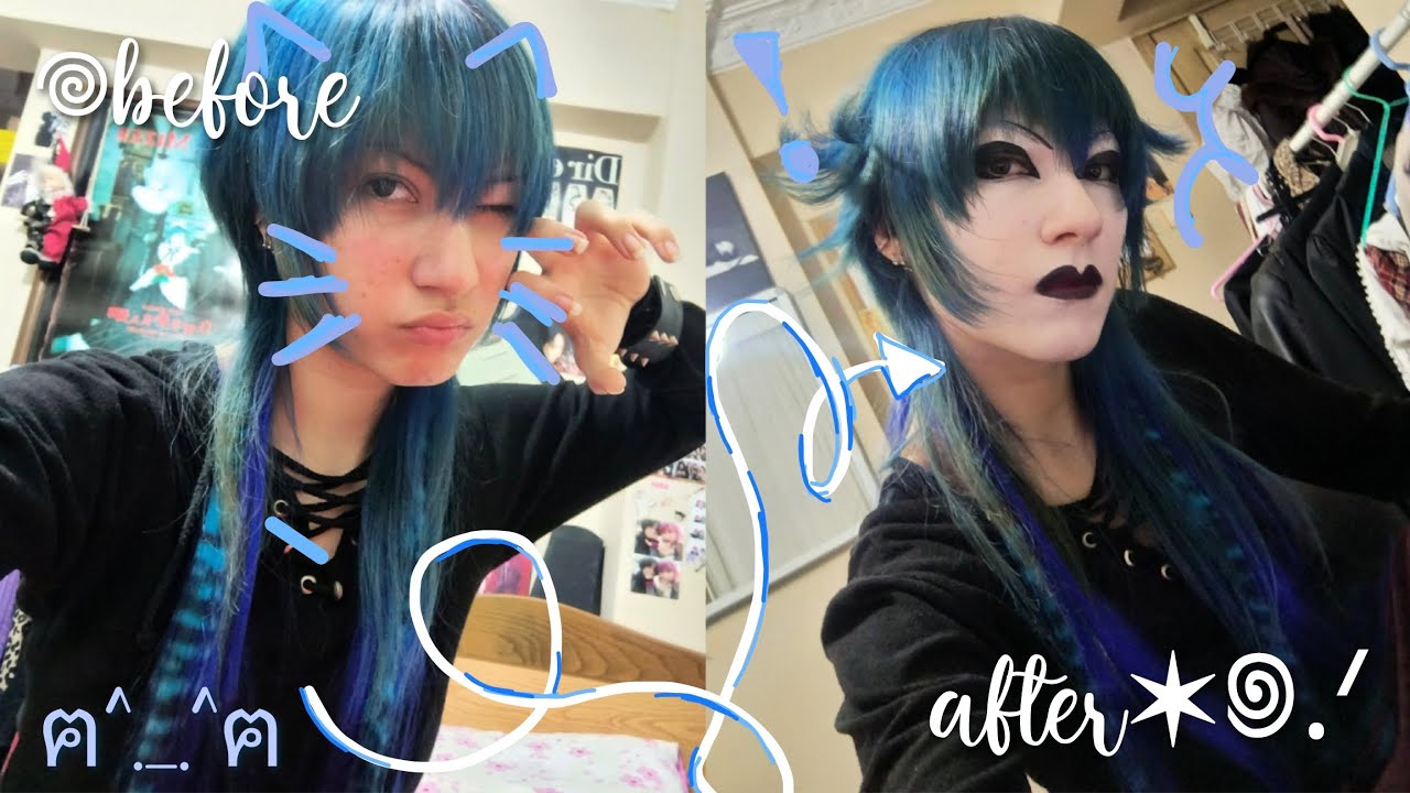 visual kei makeup&hair tutorial ꩜ v系メイク