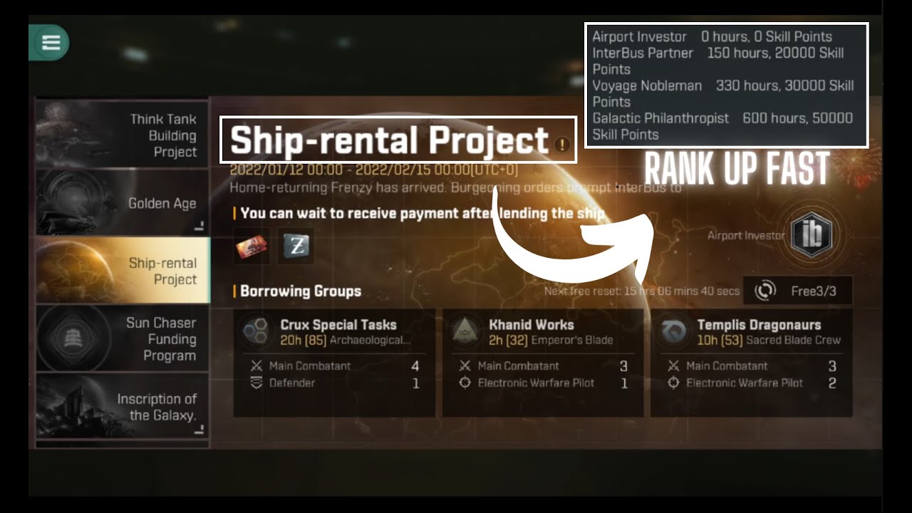 [[EVE ECHOES]] Ship Rental Project - Rank up fast (Guide)