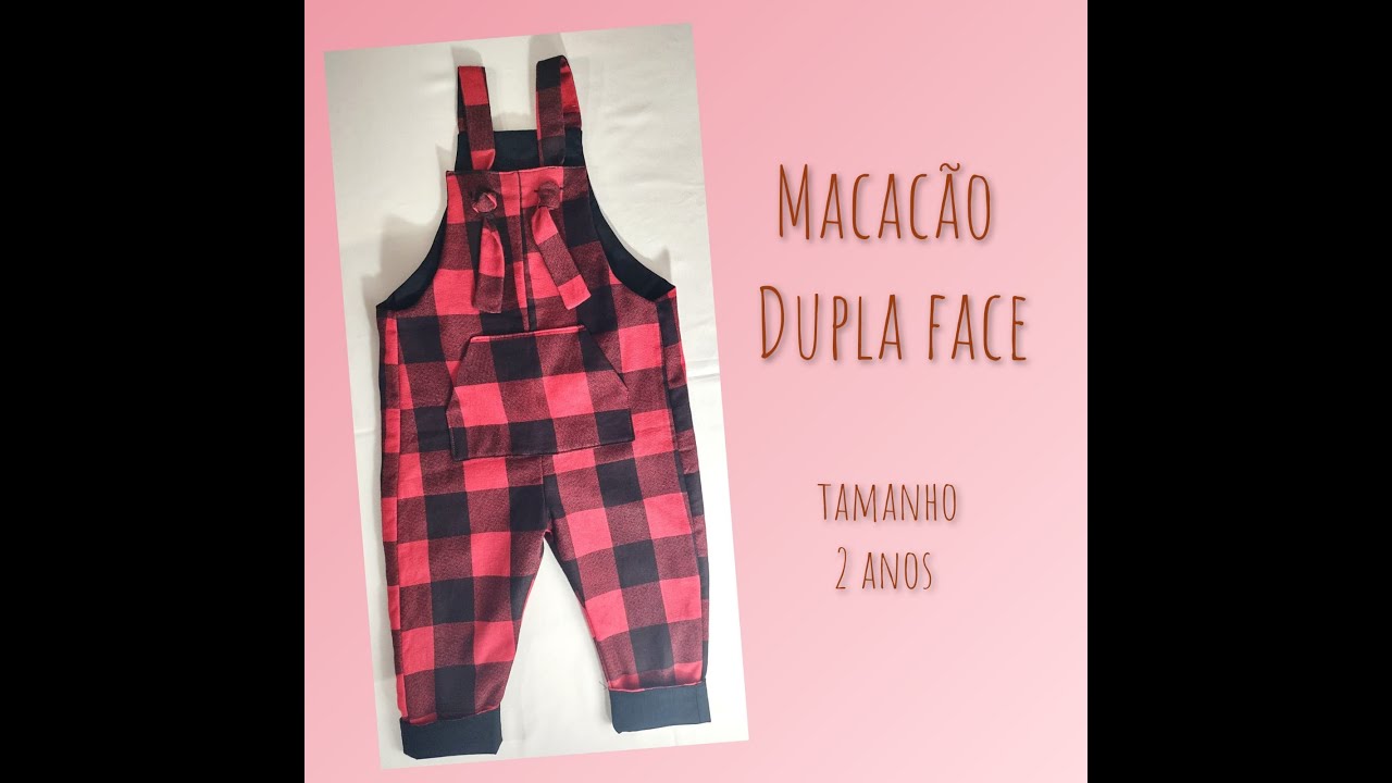 Macacão Dupla Face infantil com molde gratuito tamanho 2 anos.