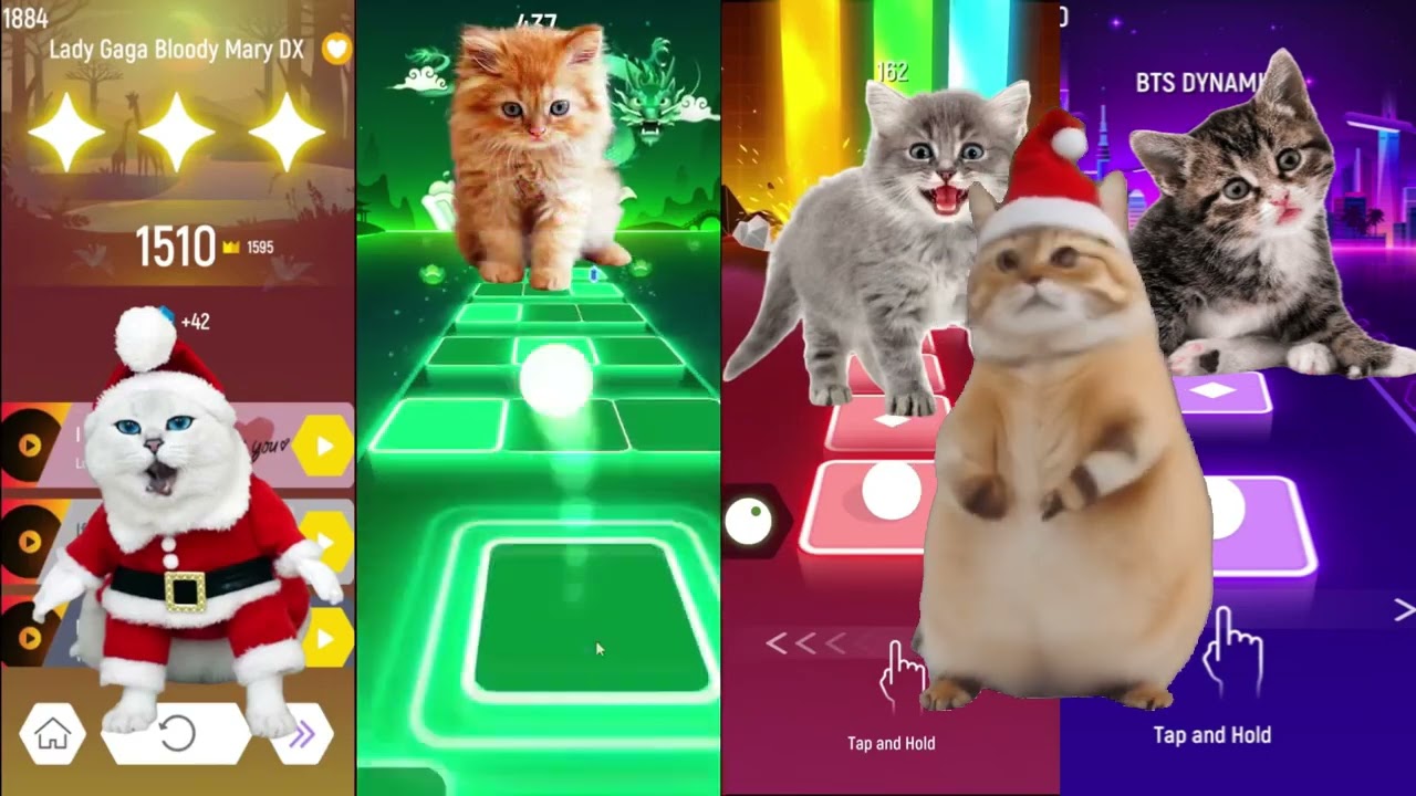 Winter Cats Dance in Tiles Hop EDM Rush! Holiday Mood 🎶🔊