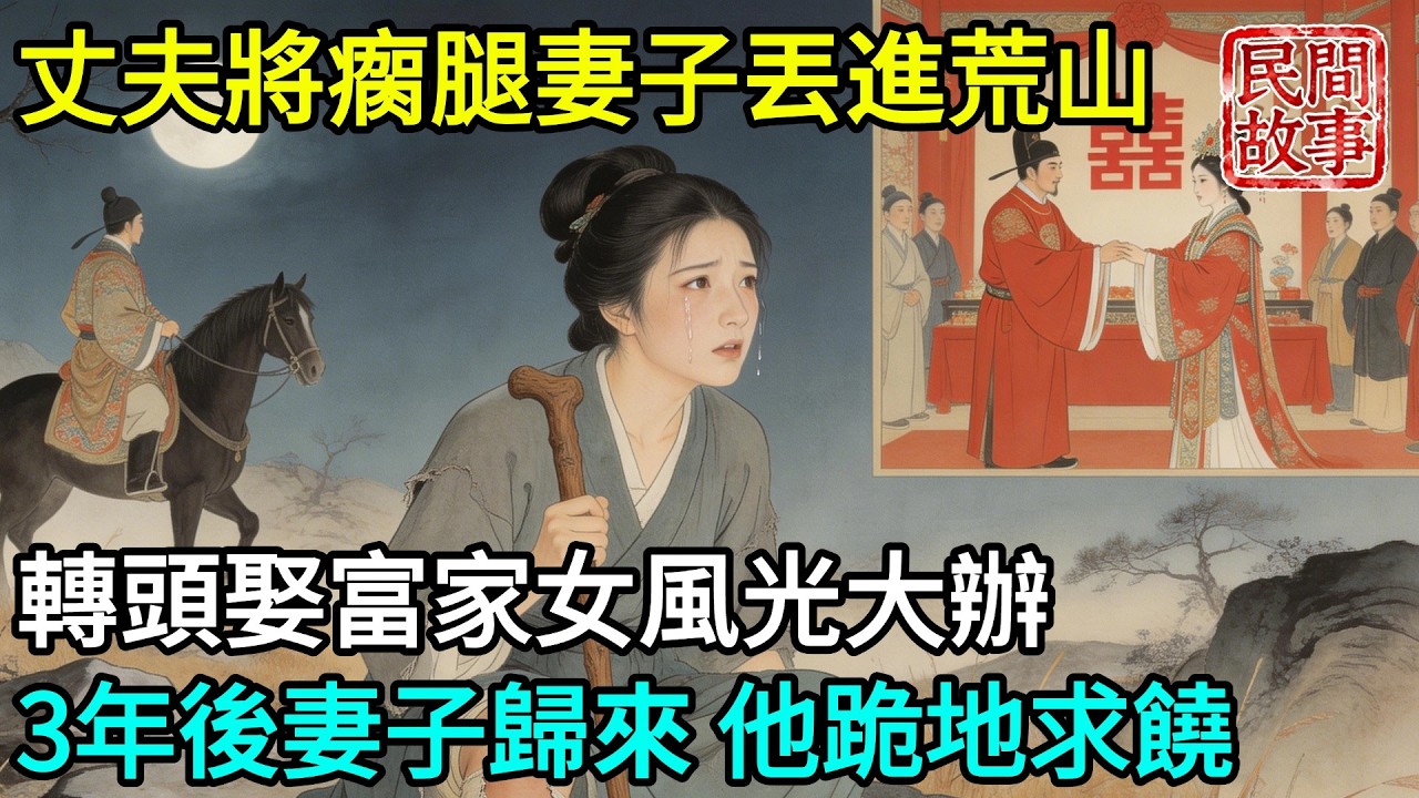 丈夫嫌妻子瘸腿累贅，深夜將她丟進荒山，轉頭娶富家女風光大辦，三年後妻子一襲紅裙歸來，當場讓他跪地求饒！【故事便利店】#民間故事#傳統故事#故事頻道#聽書#睡前故事#情感
