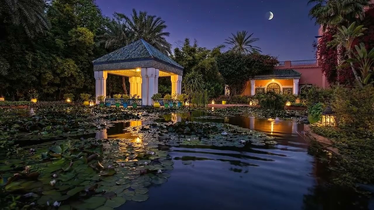 Peaceful Night in Marrakech, Morocco | Majorelle Garden Relaxation