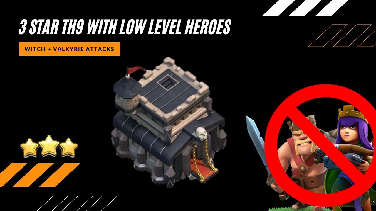TH9 Best War Attack Strategy With Low Level Heroes | TH9 Low Level Heroes Attack in Clash of Clans