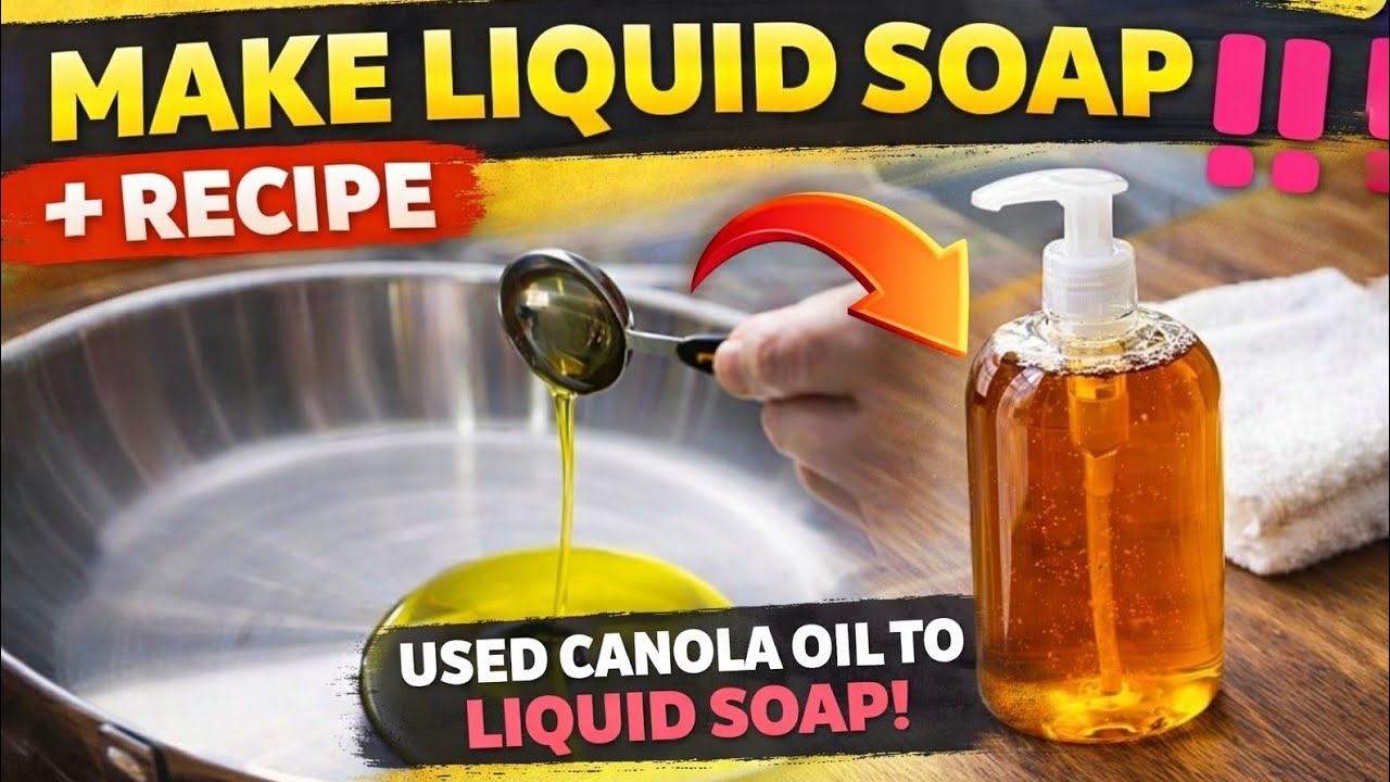 הכנת סבון נוזלי משמן קנולה משומש + מתכון eng sub + recipe Used Canola oil to Liquid Soap  Canola oil