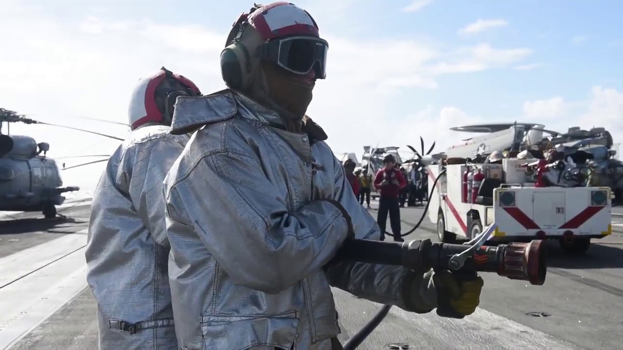 USS Ronald Reagan Flight Deck Fire Fighting Drills
