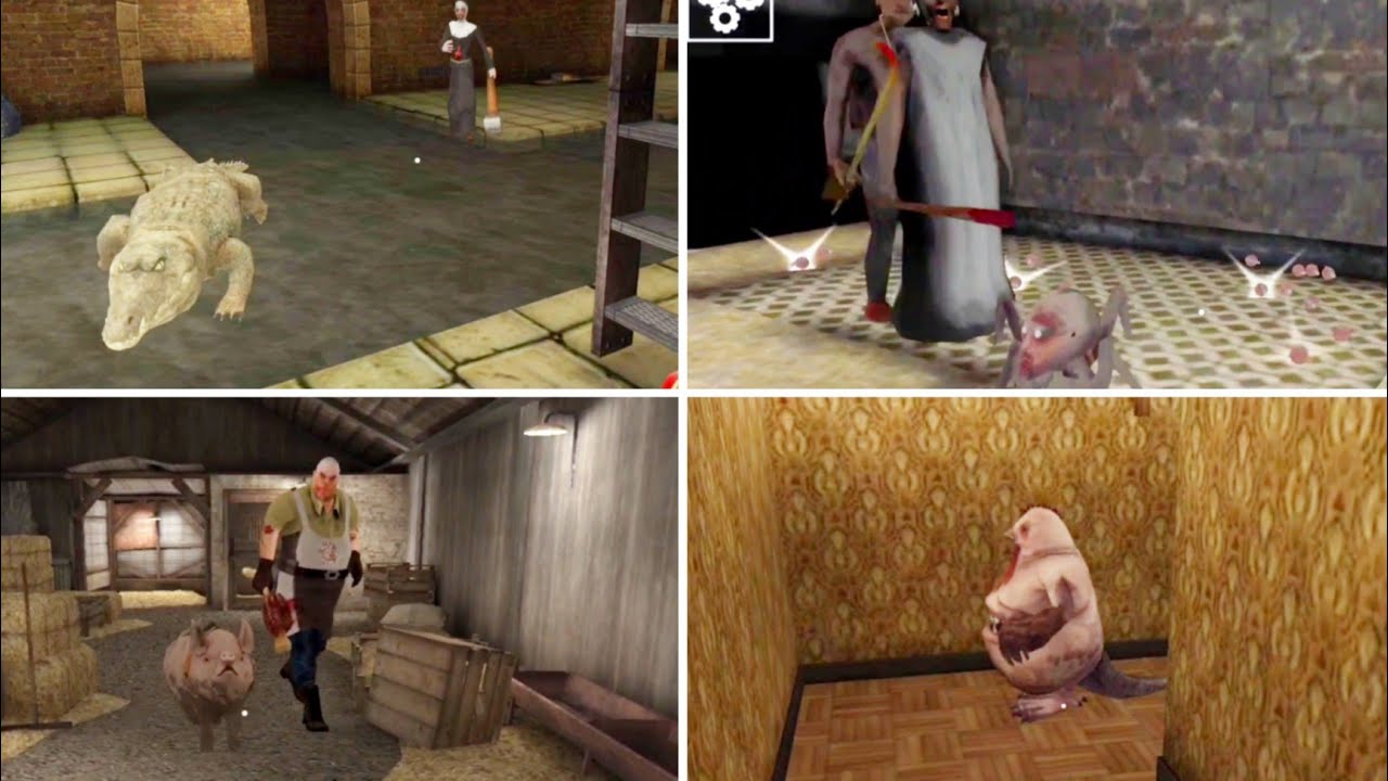 PETS IN SOME VIRAL GAMES - PART #7 | EVIL NUN CROCODILE VS GRANNY CHAPTER 2 VS MR MEAT VS CHICKEN